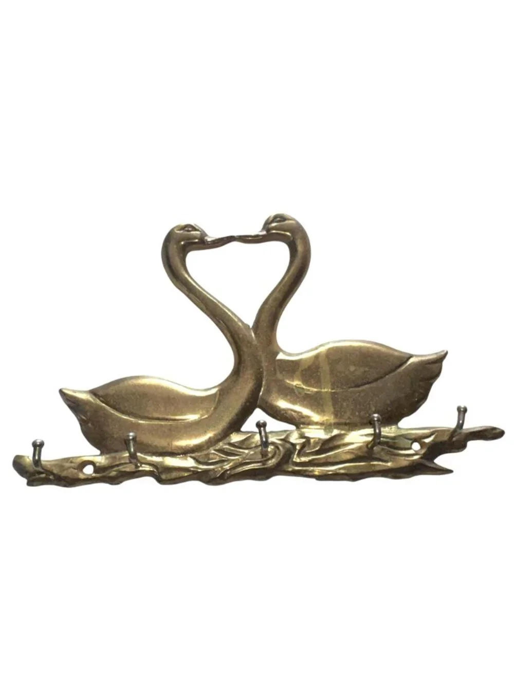 Brass Swan Wall Hook With 5 Hooks For Keys Or Accessories
